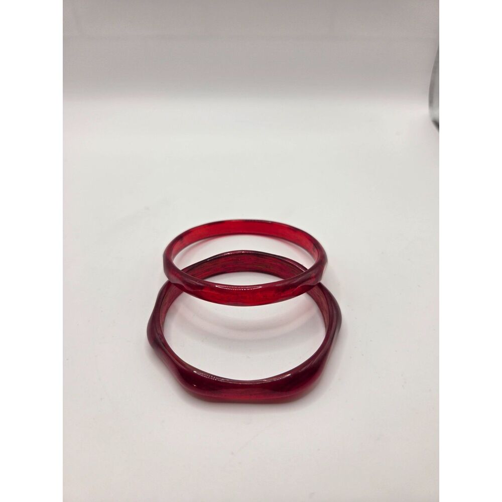 1812. Set of Two Vintage Red Glass Bangle Bracelets
